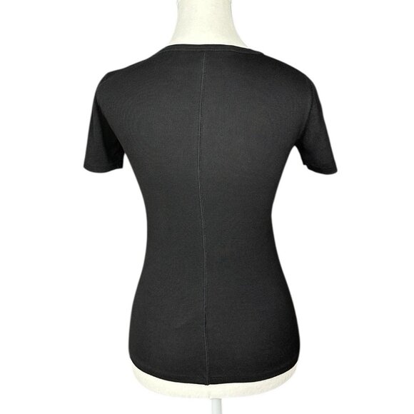 Everlane‎ Women's Black The Ribbed Supima Cotton Crew Neck Tee XS/C26 - Picture 4 of 12